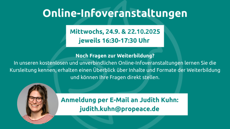 Online-Infoveranstaltungen zur Weiterbildung in Friedens- und Konfliktarbeit
